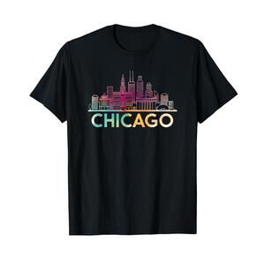 Chicago Illinois Skyline Shirt City Souvenir Tee Women Girls TShirt